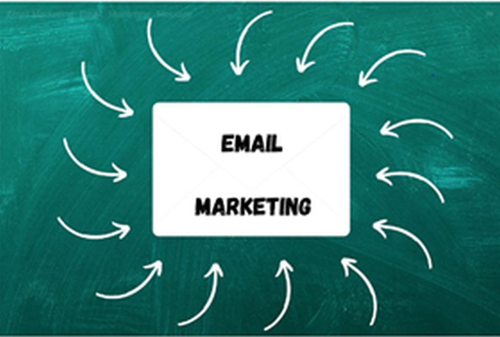 Arrows pointing at email marketing sign