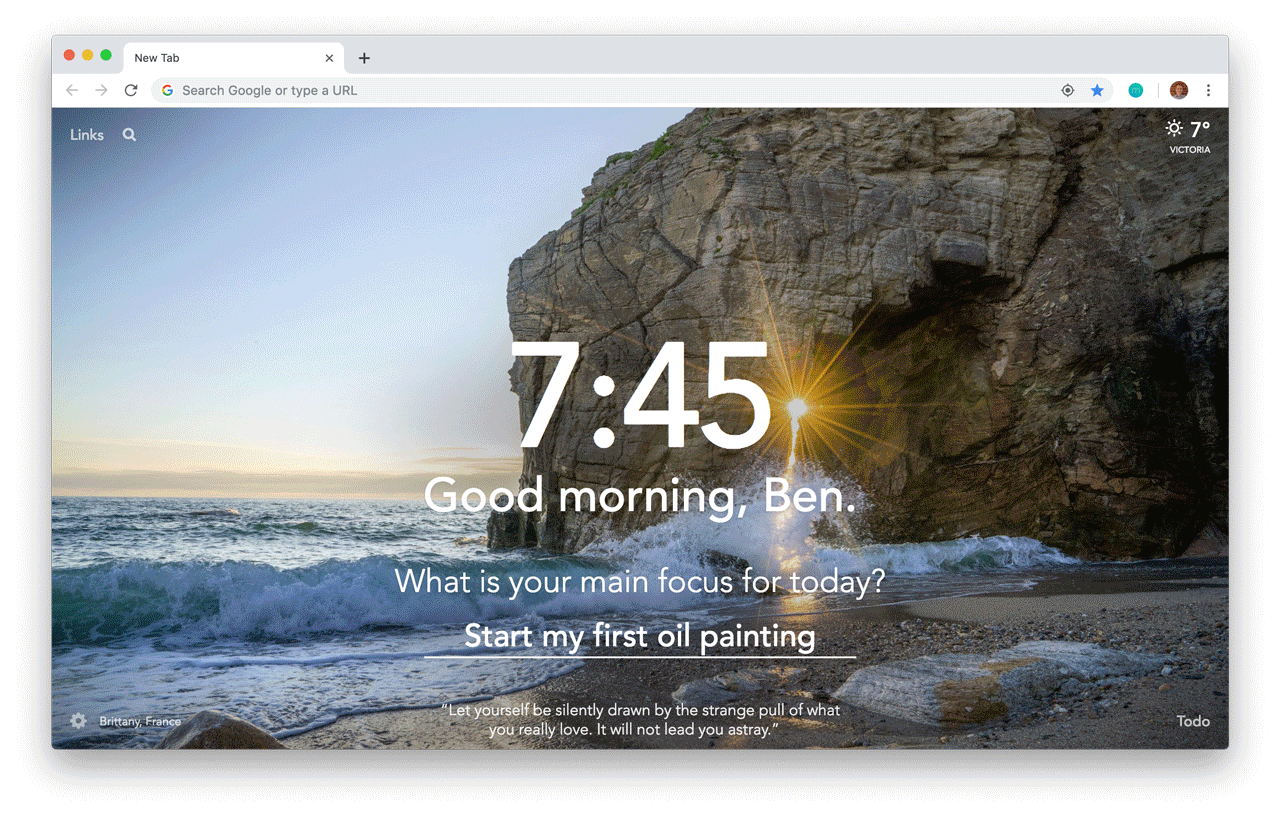 Momentum replaces your daily dull browser interface with beautiful photos