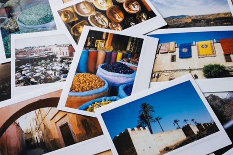 Selection of Cards for Elderly travelers immersing in the vibrant culture of a bustling city.